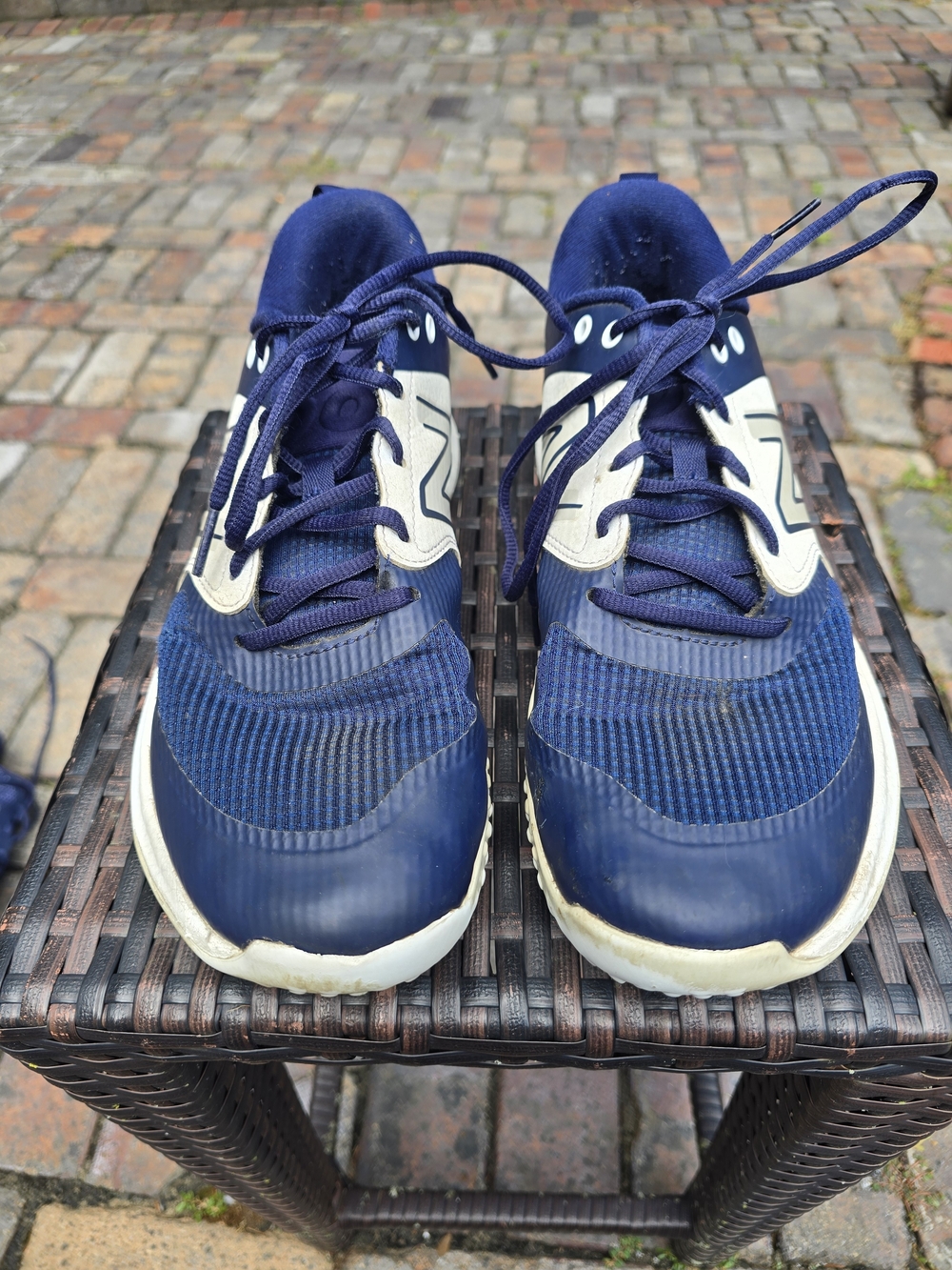 New Balance Navy Blue and White Men's Fresh Foam Turf Cleats Baseball Sports